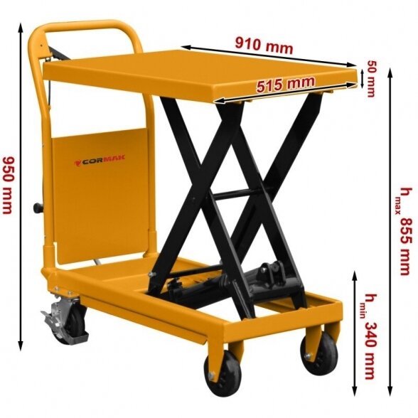 Žirklinis padėklų keltuvas / platforminis vežimėlis TA50 855 mm 500 kg 1